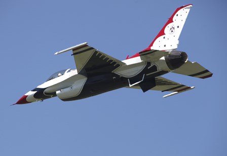 A US Air Force F-16 Thunderbird Jet in Flight over Belgium by Timm Ziegenthaler/Stocktrek Images art print