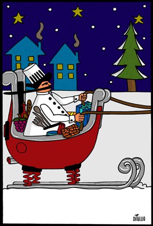 Chef in Sleigh by David Di Tullio art print