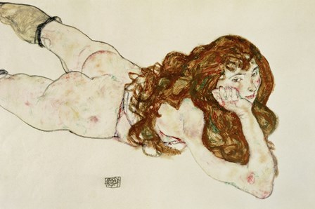 Female Nude On Her Stomach, 1917 by Egon Schiele art print