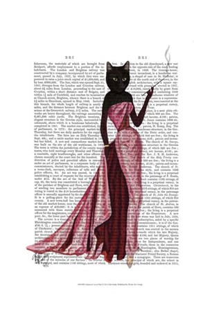 Glamour Cat in Pink by Fab Funky art print