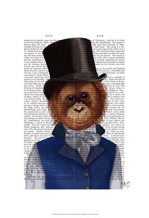 Orangutan in Top Hat by Fab Funky art print