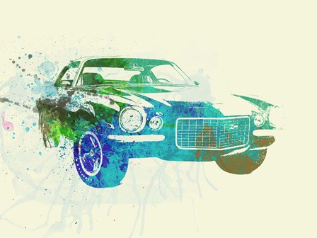 Chevy Camaro Watercolor by Naxart art print