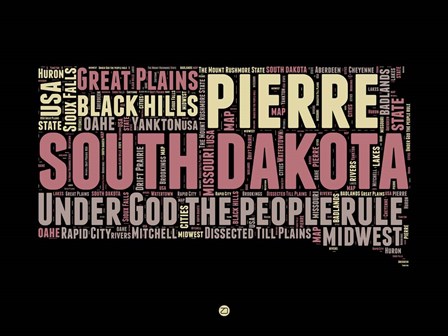 South Dakota Word Cloud 2 by Naxart art print