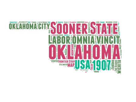 Oklahoma Word Cloud Map by Naxart art print