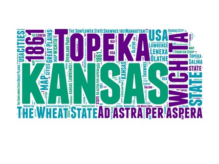 Kansas Word Cloud Map by Naxart art print