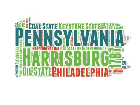 Pennsylvania Word Cloud Map by Naxart art print