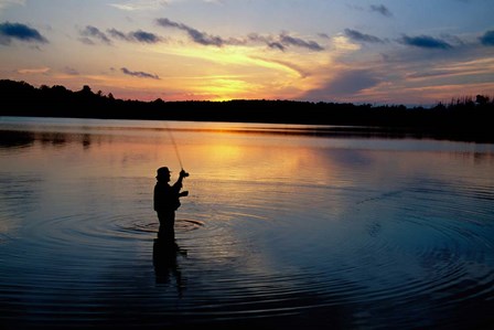 Fly Fisherman, Mauthe Lake, Kettle Moraine State Forest by Panoramic Images art print