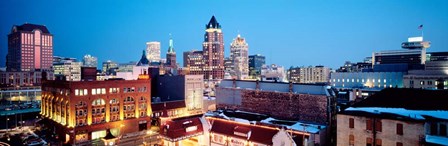 Winter Skyline At Night, Milwaukee, Wisconsin by Panoramic Images art print