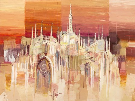 Milano al Tramonto by Luigi Florio art print