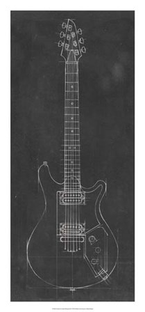 Electric Guitar Blueprint II by Ethan Harper art print