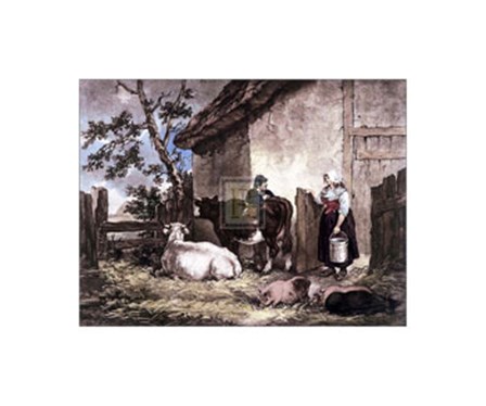 Milkmaid and Cowherd by George Morland art print