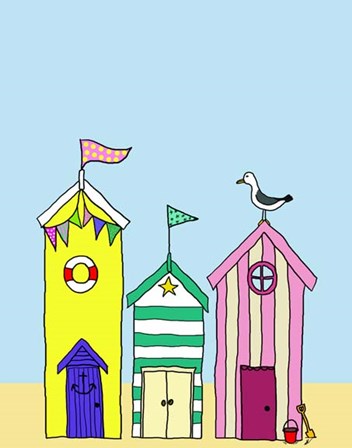 Beach Huts 1 by Fab Funky art print