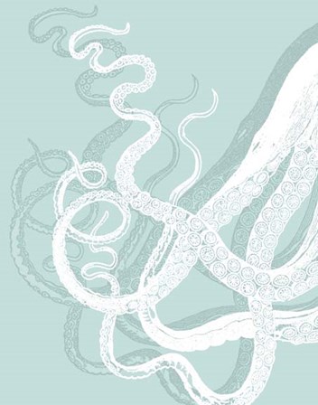 Octopus Tentacles White on Seafoam by Fab Funky art print