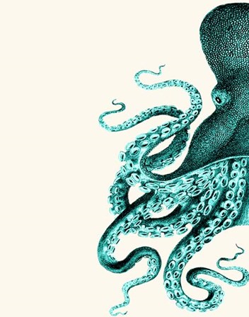 Octopus Green and Cream a by Fab Funky art print