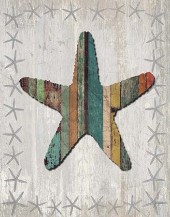 Distressed Wood Style Starfish 1 by Fab Funky art print