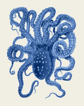 Blue Octopus on Cream a by Fab Funky art print