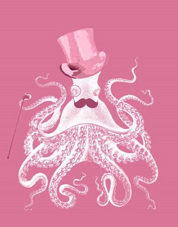 Octopus White on Pink a by Fab Funky art print