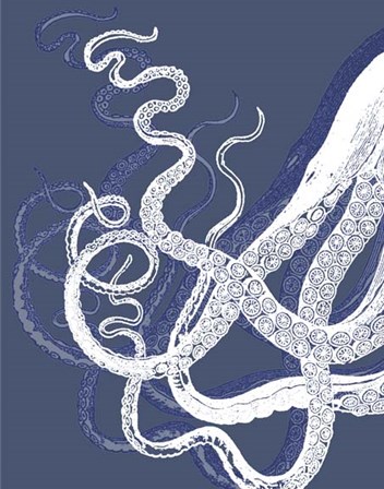 White Octopus on Indigo Blue c by Fab Funky art print