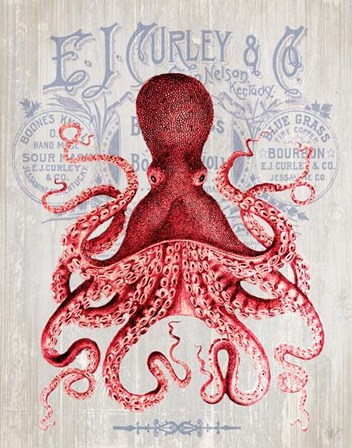 Octopus Prohibition Octopus On White by Fab Funky art print