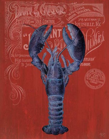 Lobster Prohibition Lobster On Red by Fab Funky art print