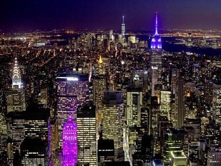 Midtown and Lower Manhattan at Night by Richard Berenholtz art print