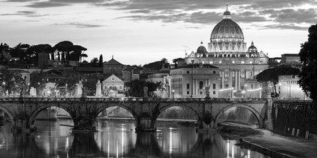 Night View at St. Peter&#39;s Cathedral, Rome art print