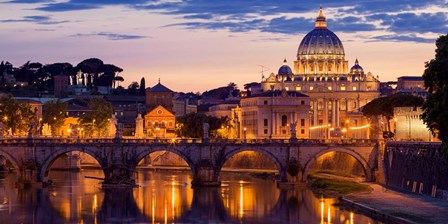 Night View at St. Peter&#39;s cathedral, Rome art print