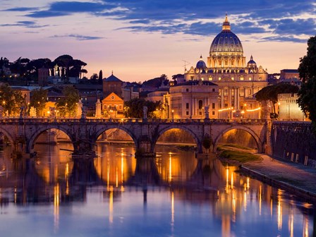 Night View at St. Peter&#39;s Cathedral, Rome art print