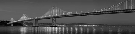 Bay Bridge at dusk, San Francisco, California BW by Panoramic Images art print