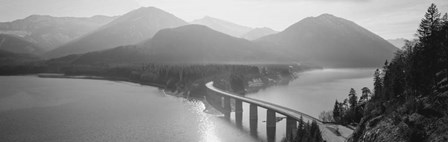 Bridge Over Sylvenstein Lake, Bavaria, Germany BW by Panoramic Images art print