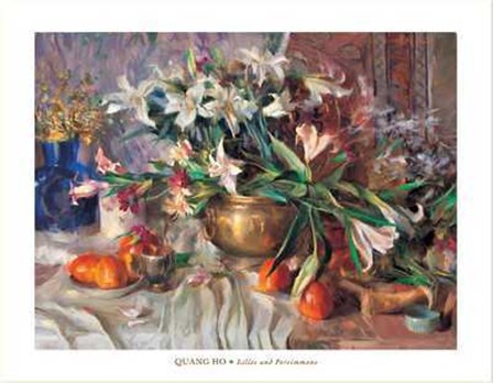 Quang Ho - Lilies and Persimmons Size 35.5x27.5 by Ho Quang art print