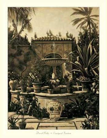 David Parks - Courtyard Fountain Size 27.5x35.5 by David Parks art print