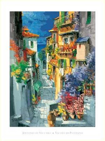 Antonio Di viccaro - Vicolo di Positano Size 23.75x31.5 by Antonio Di Viccaro art print