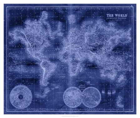 Indigo World Map art print