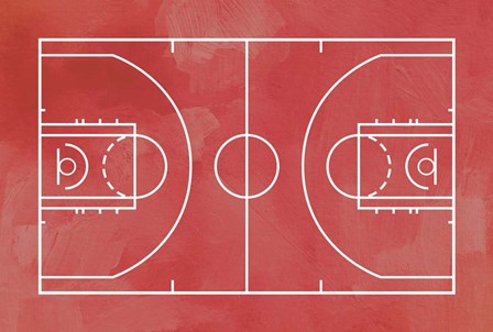 Basketball Court Red Paint Background by Sports Mania art print