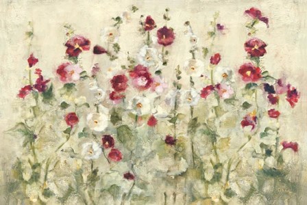 Hollyhocks Row Cool by Cheri Blum art print