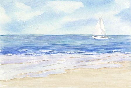 Sailboat and Seagulls II by Tara Reed art print