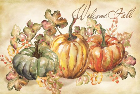 Watercolor Harvest Welcome Fall by Tre Sorelle Studios art print