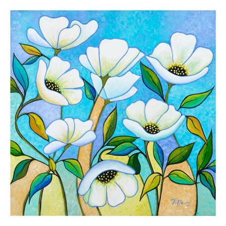 White Poppies by Peggy Davis art print