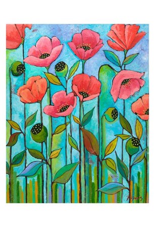 Coral Poppies by Peggy Davis art print