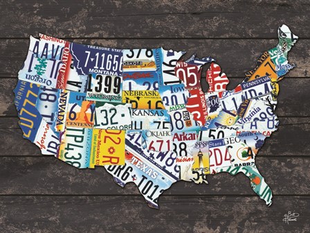 USA License Plate Map C by Britt Hallowell art print