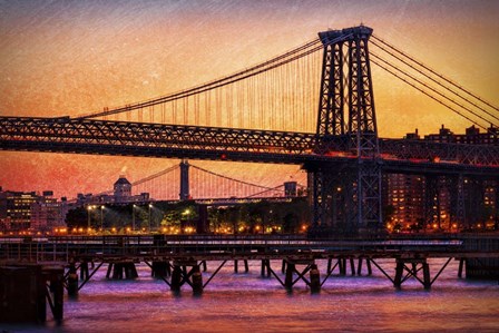 Williamsburg Bridge at Twilight by Franklin Kearney art print