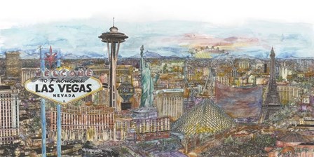 Vegas Skyline in Color by Melissa Wang art print