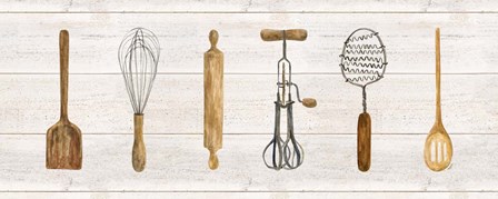 Vintage Kitchen Utensils Panel by Tara Reed art print